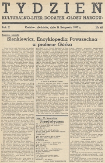 Tydzień : kulturalno-liter. dodatek „Głosu Narodu”. 1937, nr 46