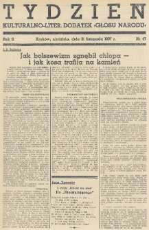 Tydzień : kulturalno-liter. dodatek „Głosu Narodu”. 1937, nr 47