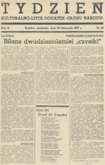 Tydzień : kulturalno-liter. dodatek „Głosu Narodu”. 1937, nr 48