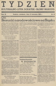 Tydzień : kulturalno-liter. dodatek „Głosu Narodu”. 1938, nr 15