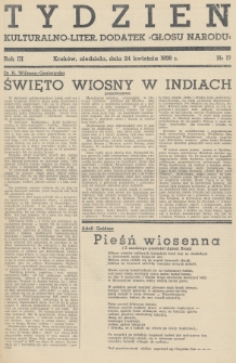 Tydzień : kulturalno-liter. dodatek „Głosu Narodu”. 1938, nr 17
