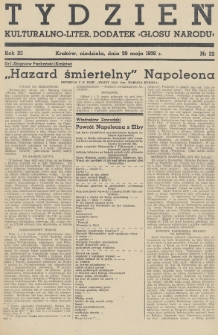 Tydzień : kulturalno-liter. dodatek „Głosu Narodu”. 1938, nr 22