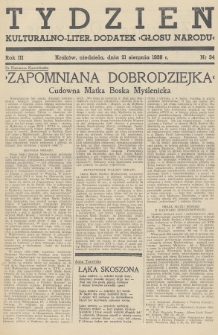 Tydzień : kulturalno-liter. dodatek „Głosu Narodu”. 1938, nr 34