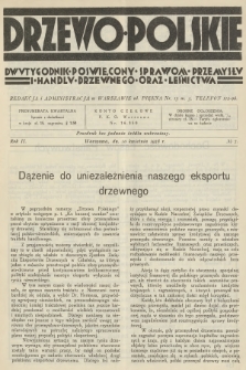 Drzewo Polskie : dwutygodnik poświęcony sprawom przemysłu i handlu drzewnego oraz leśnictwa. R.2, 1928, nr 7