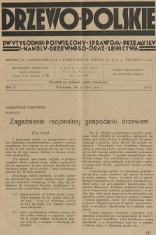 Drzewo Polskie : dwutygodnik poświęcony sprawom przemysłu i handlu drzewnego oraz leśnictwa. R.2, 1928, nr 14
