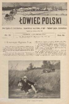 Łowiec Polski : dwutygodnik ilustrowany, poświęcony myślistwu, broni i hodowli psów myśliwskich. R.4, 1902, nr 12