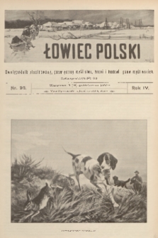 Łowiec Polski : dwutygodnik ilustrowany, poświęcony myślistwu, broni i hodowli psów myśliwskich. R.4, 1902, nr 20