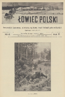 Łowiec Polski : dwutygodnik ilustrowany, poświęcony myślistwu, broni i hodowli psów myśliwskich. R.5, 1903, nr 11
