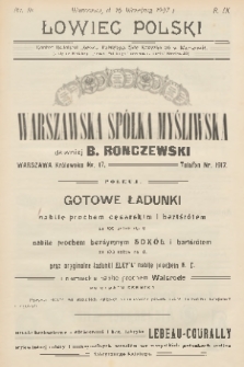 Łowiec Polski : dwutygodnik ilustrowany, poświęcony myślistwu, broni i hodowli psów myśliwskich : organ Warszawskiego Oddziału Cesarskiego Towarzystwa Prawidłowego Myślistwa. R.9, 1907, nr 18