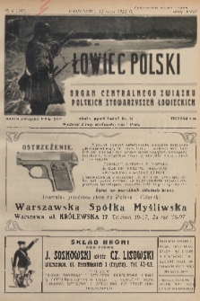 Łowiec Polski : organ Centralnego Związku Polskich Stowarzyszeń Łowieckich. R.18, 1925, nr 6