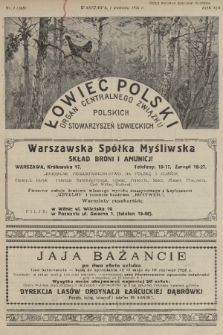 Łowiec Polski : organ Centralnego Związku Polskich Stowarzyszeń Łowieckich. R.19, 1926, nr 7