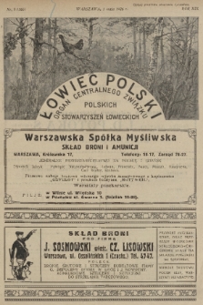 Łowiec Polski : organ Centralnego Związku Polskich Stowarzyszeń Łowieckich. R.19, 1926, nr 9