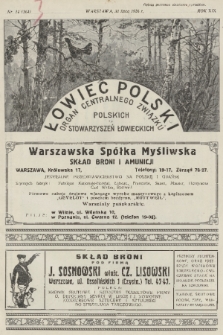 Łowiec Polski : organ Centralnego Związku Polskich Stowarzyszeń Łowieckich. R.19, 1926, nr 14
