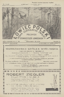 Łowiec Polski : pismo tygodniowe : organ Centralnego Związku Polskich Stowarzyszeń Łowieckich. R.20, 1927, nr 19