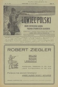 Łowiec Polski : pismo tygodniowe : organ Centralnego Związku Polskich Stowarzyszeń Łowieckich. R.21, 1928, nr 37
