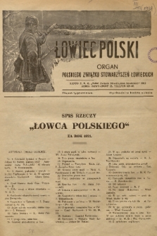 Łowiec Polski : organ Polskiego Związku Stowarzyszeń Łowieckich. R. 24, 1931, Spis rzeczy