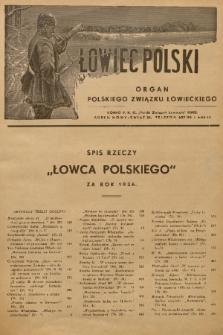 Łowiec Polski : organ Polskiego Związku Stowarzyszeń Łowieckich. 1936, Spis rzeczy