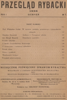 Przegląd Rybacki : miesięcznik poświęcony sprawom rybactwa wydawany z zasiłku Ministerstwa Rolnictwa przy Muzeum Przemysłu i Rolnictwa w Warszawie. R.1, 1928, № 5