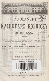 Dublański Kalendarz Rolniczy na Rok 1903
