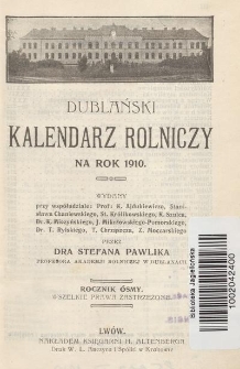 Dublański Kalendarz Rolniczy na Rok 1910