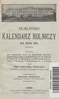 Dublański Kalendarz Rolniczy na Rok 1911