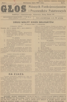 Głos Niższych Funkcjonarjuszów i Pracowników Państwowych. R.1, 1927, № 5