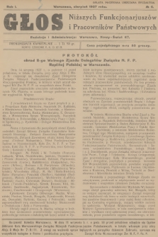 Głos Niższych Funkcjonarjuszów i Pracowników Państwowych. R.1, 1927, № 6