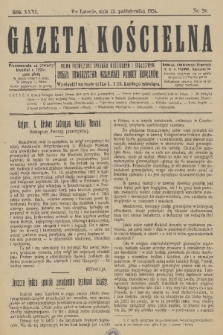 Gazeta Kościelna : pismo poświęcone sprawom kościelnym i społecznym : organ Towarzystwa Wzajemnej Pomocy Kapłanów. R.31, 1924, nr 20