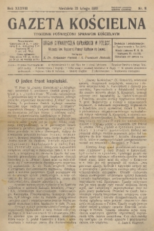 Gazeta Kościelna : tygodnik poświęcony sprawom kościelnym : organ stowarzyszeń kapłańskich w Polsce. R.38, 1931, nr 8