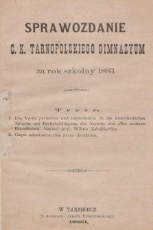 Sprawozdanie C. K. Gimnazyum Tarnopolskiego za Rok Szkolny 1883