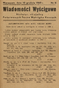 Wiadomości Wyścigowe : biuletyn oficjalny Państwowych Torów Wyścigów Konnych. 1969, nr 8