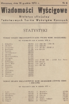 Wiadomości Wyścigowe : biuletyn oficjalny Państwowych Torów Wyścigów Konnych. 1972, nr 8
