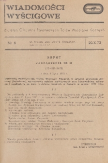 Wiadomości Wyścigowe : biuletyn oficjalny Państwowych Torów Wyścigów Konnych. 1973, nr 6