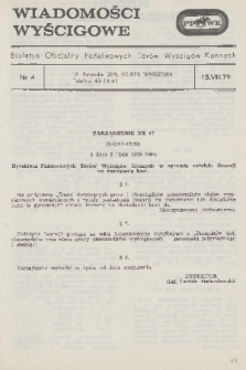 Wiadomości Wyścigowe : biuletyn oficjalny Państwowych Torów Wyścigów Konnych. 1979, nr 4
