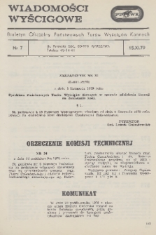 Wiadomości Wyścigowe : biuletyn oficjalny Państwowych Torów Wyścigów Konnych. 1979, nr 7