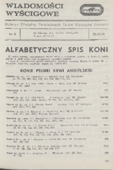 Wiadomości Wyścigowe : biuletyn oficjalny Państwowych Torów Wyścigów Konnych. 1979, nr 9