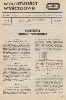 Wiadomości Wyścigowe : biuletyn oficjalny Państwowych Torów Wyścigów Konnych. 1980, nr 4