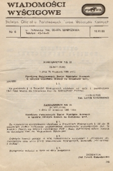 Wiadomości Wyścigowe : biuletyn oficjalny Państwowych Torów Wyścigów Konnych. 1980, nr 6