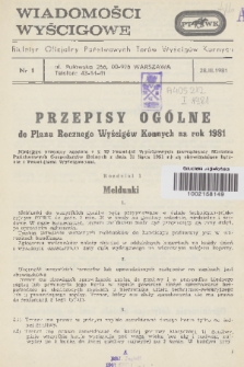 Wiadomości Wyścigowe : biuletyn oficjalny Państwowych Torów Wyścigów Konnych. 1981, nr 1