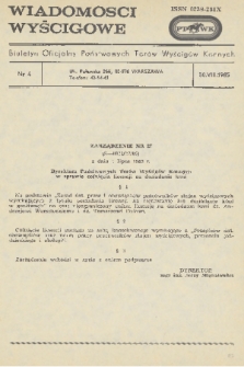 Wiadomości Wyścigowe : biuletyn oficjalny Państwowych Torów Wyścigów Konnych. 1985, nr 4