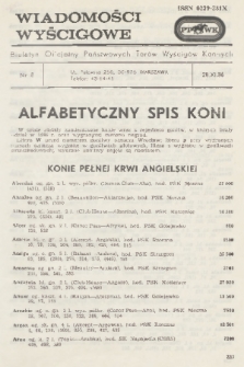 Wiadomości Wyścigowe : biuletyn oficjalny Państwowych Torów Wyścigów Konnych. 1986, nr 8