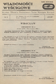 Wiadomości Wyścigowe : biuletyn oficjalny Państwowych Torów Wyścigów Konnych. 1989, nr 8