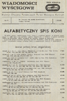 Wiadomości Wyścigowe : biuletyn oficjalny Państwowych Torów Wyścigów Konnych. 1989, nr 9