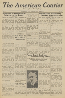 The American Courier. 1939, Vol.1, No 18