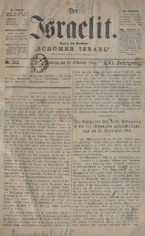 Der Israelit : Organ der Vereines „Schomer Israel”. 1883, nr 20