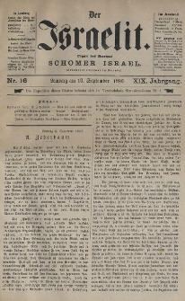 Der Israelit : Organ der Vereines „Schomer Israel”. 1886, nr 16