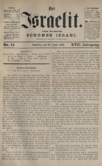 Der Israelit : Organ der Vereines „Schomer Israel”. 1885, nr 12