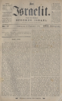 Der Israelit : Organ der Vereines „Schomer Israel”. 1885, nr 17