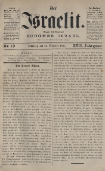 Der Israelit : Organ der Vereines „Schomer Israel”. 1885, nr 19