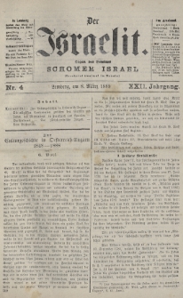 Der Israelit : Organ der Vereines „Schomer Israel”. 1889, nr 4